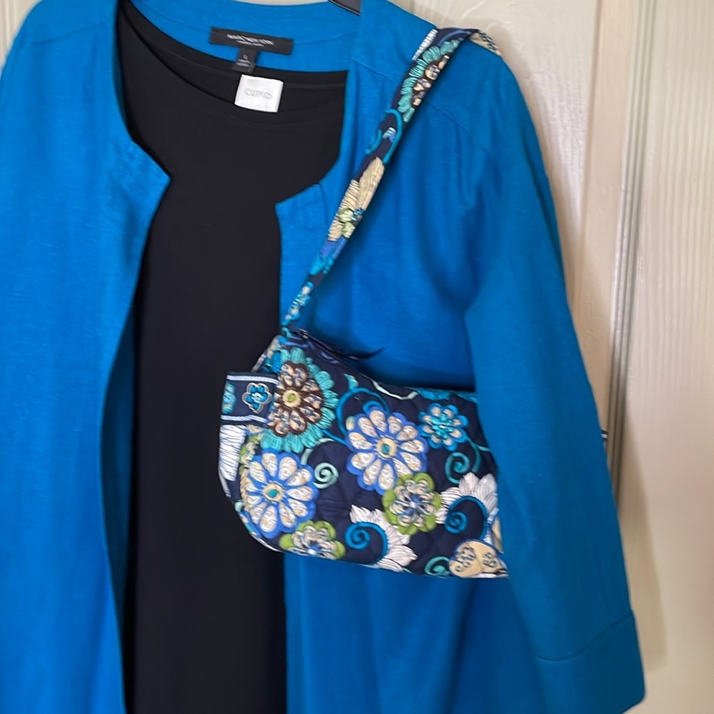 Vera Bradley Blue, Black, Teal and Green Quilted Shoulder Bag - Picture 15 of 15